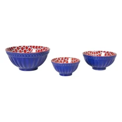 Xenos Tapasservies|Schalen-Schaaltje Anne groot - rood/blauw - ø15.8x7.3 cm