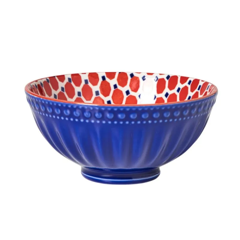 Xenos Tapasservies|Schalen-Schaaltje Anne middel - rood/blauw - ø12.3x5.8 cm
