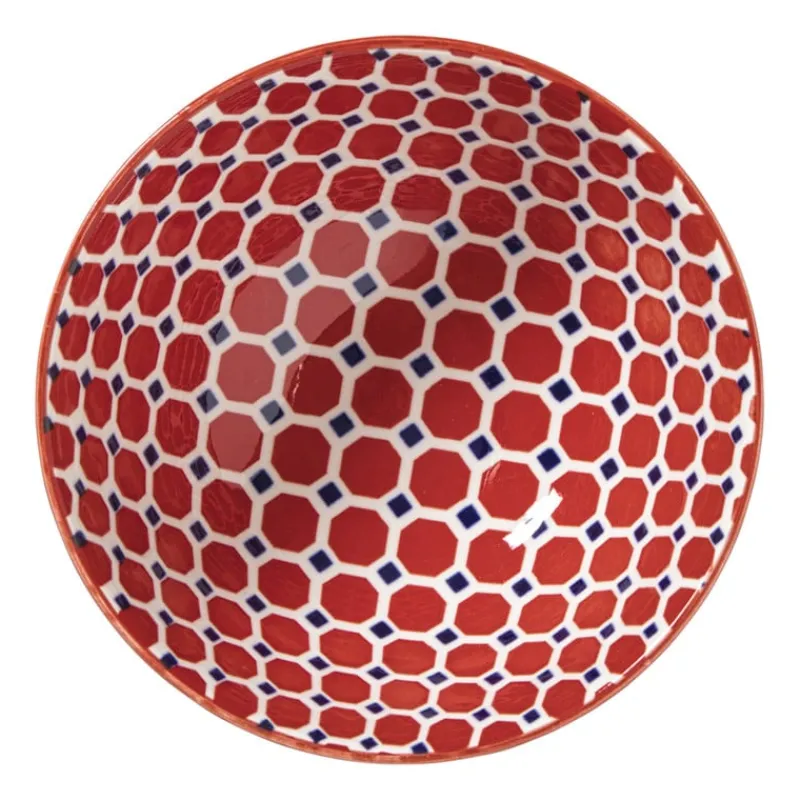 Xenos Tapasservies|Schalen-Schaaltje Anne middel - rood/blauw - ø12.3x5.8 cm