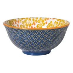 Xenos Tapasservies|Schalen-Schaaltje Anouk groot - blauw/geel - ø15.5x7 cm