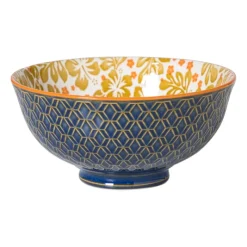 Xenos Tapasservies|Schalen-Schaaltje Anouk middel - blauw/geel - ø12x5.8 cm