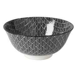 Xenos Schalen-Schaaltje black print blaadjes - ø16x6.5 cm