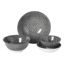 Xenos Schalen-Schaaltje black print blaadjes - ø16x6.5 cm