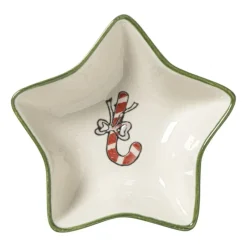 Xenos Schalen-Schaaltje candy cane - wit/groen - ø8.5x3 cm