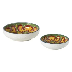 Xenos Tapasservies|Schalen-Schaaltje Diaz middel - geel/groen - ø12.2x2.5 cm