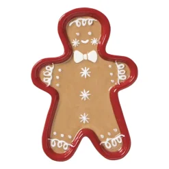 Xenos Schalen-Schaaltje gingerbread mannetje - bruin/rood - 1.5x13.3x9.3 cm
