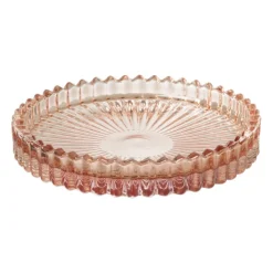 Xenos Sieraden Opbergen-Schaaltje glas - roze - ø10x1.5 cm