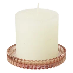 Xenos Sieraden Opbergen-Schaaltje glas - roze - ø10x1.5 cm