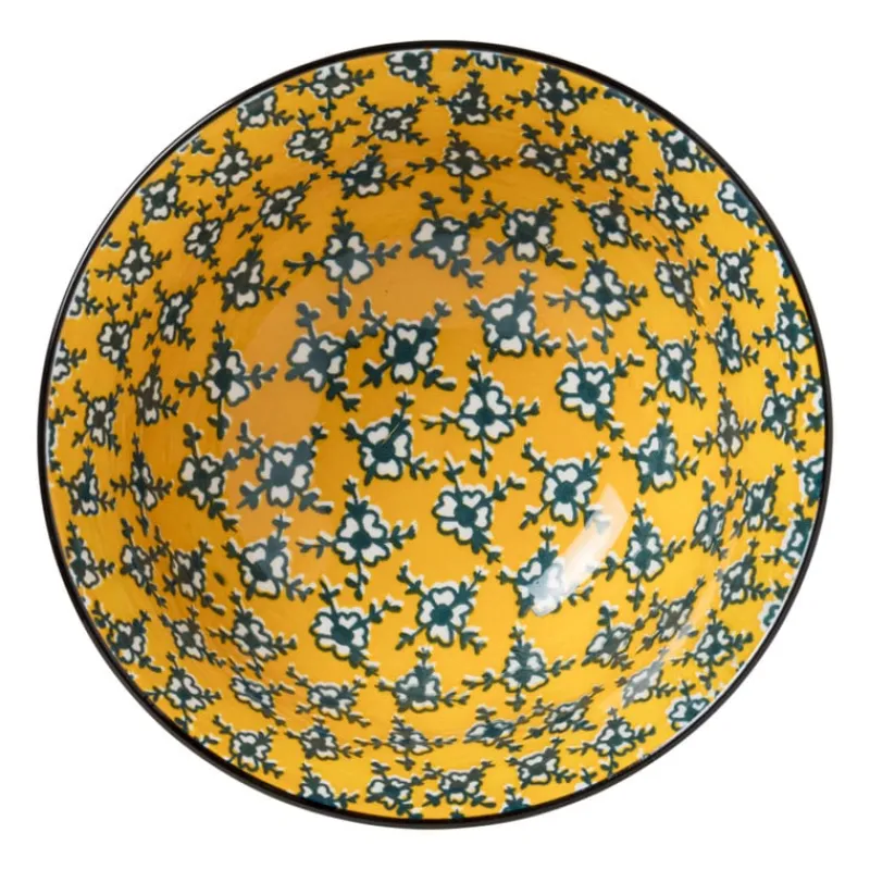 Xenos Tapasservies|Schalen-Schaaltje Leyla - geel/zwart - ø15.8x7.3 cm