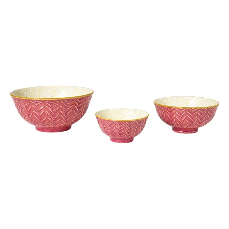 Xenos Tapasservies|Schalen-Schaaltje Lilly groot - geel/roze - ø15.8x7.3 cm