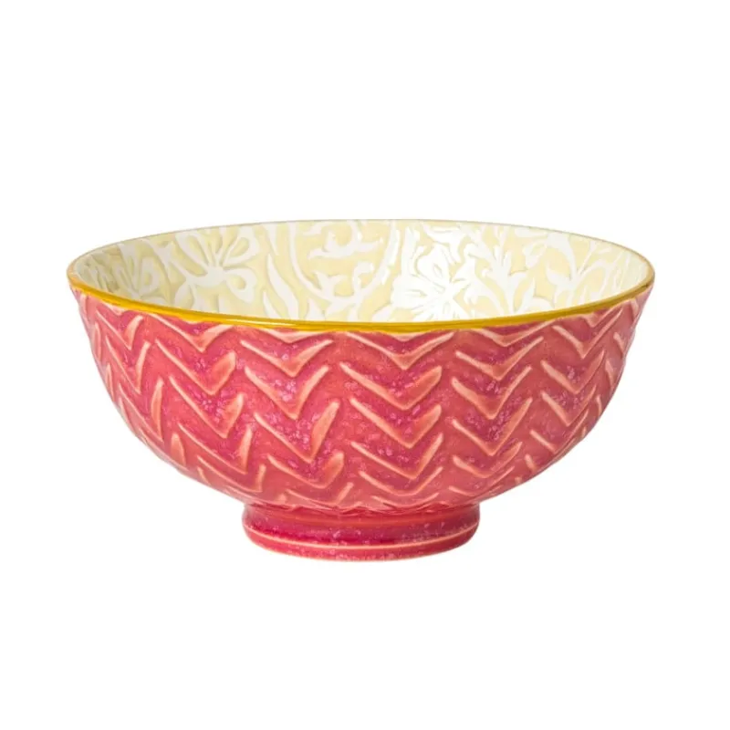 Xenos Tapasservies|Schalen-Schaaltje Lilly middel - geel/roze - ø12.3x5.8 cm