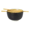 Xenos Sushi Servies|Schalen-Schaaltje met eetstokjes - geel/zwart - ø14.7x9 cm