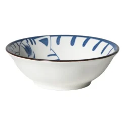 Xenos Sushi Servies|Schalen-Schaaltje Mico kat groot - blauw/wit - ø10.8x3.7 cm