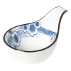 Xenos Sushi Servies|Schalen-Schaaltje Mico met handvat bloemen - blauw/wit - 3x8x12.5 cm