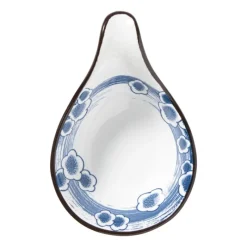 Xenos Sushi Servies|Schalen-Schaaltje Mico met handvat bloemen - blauw/wit - 3x8x12.5 cm