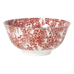 Xenos Schalen-Schaaltje Mirna blaadjes groot - rood/wit - ø15.5x7 cm