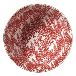 Xenos Schalen-Schaaltje Mirna blaadjes groot - rood/wit - ø15.5x7 cm