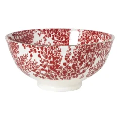 Xenos Schalen-Schaaltje Mirna blaadjes klein - rood/wit - ø12x5.8 cm