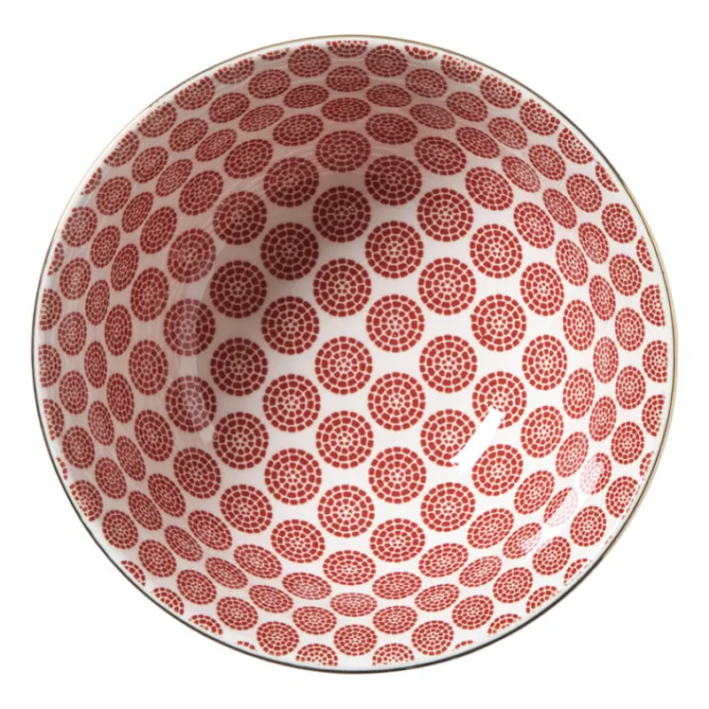 Xenos Schalen-Schaaltje Mirna bloem groot - rood/wit - ø15.5x7 cm