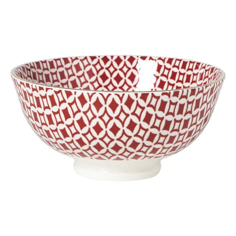 Xenos Schalen-Schaaltje Mirna bloem klein - rood/wit - ø12x5.8 cm