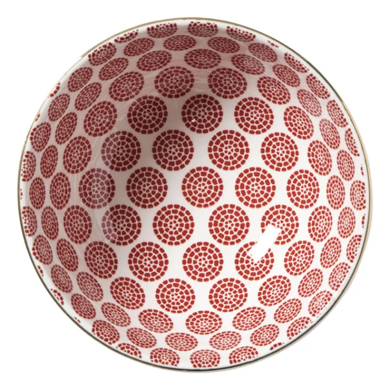 Xenos Schalen-Schaaltje Mirna bloem klein - rood/wit - ø12x5.8 cm