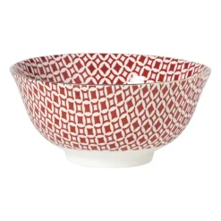Xenos Schalen-Schaaltje Mirna ruit groot - rood/wit - ø15.5x7 cm