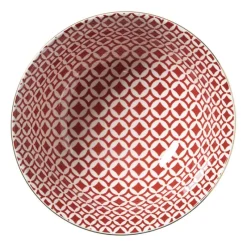 Xenos Schalen-Schaaltje Mirna ruit groot - rood/wit - ø15.5x7 cm