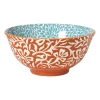 Xenos Tapasservies|Schalen-Schaaltje Moana groot - blauw/oranje - ø15.8x7.3 cm