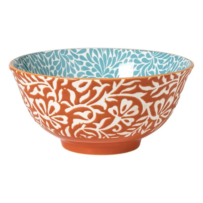 Xenos Tapasservies|Schalen-Schaaltje Moana groot - blauw/oranje - ø15.8x7.3 cm