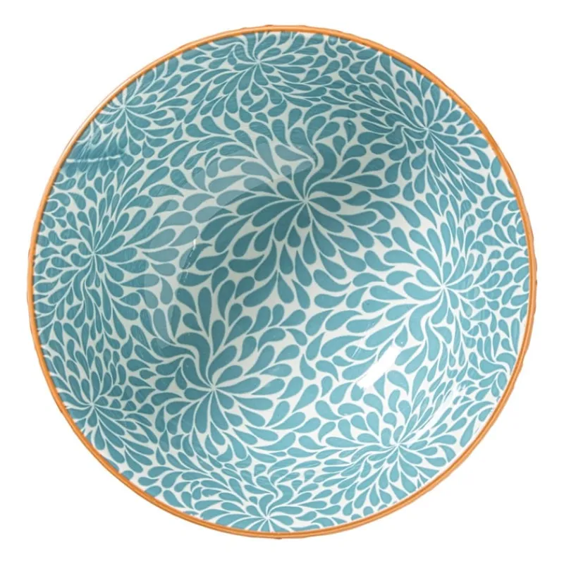 Xenos Tapasservies|Schalen-Schaaltje Moana groot - blauw/oranje - ø15.8x7.3 cm