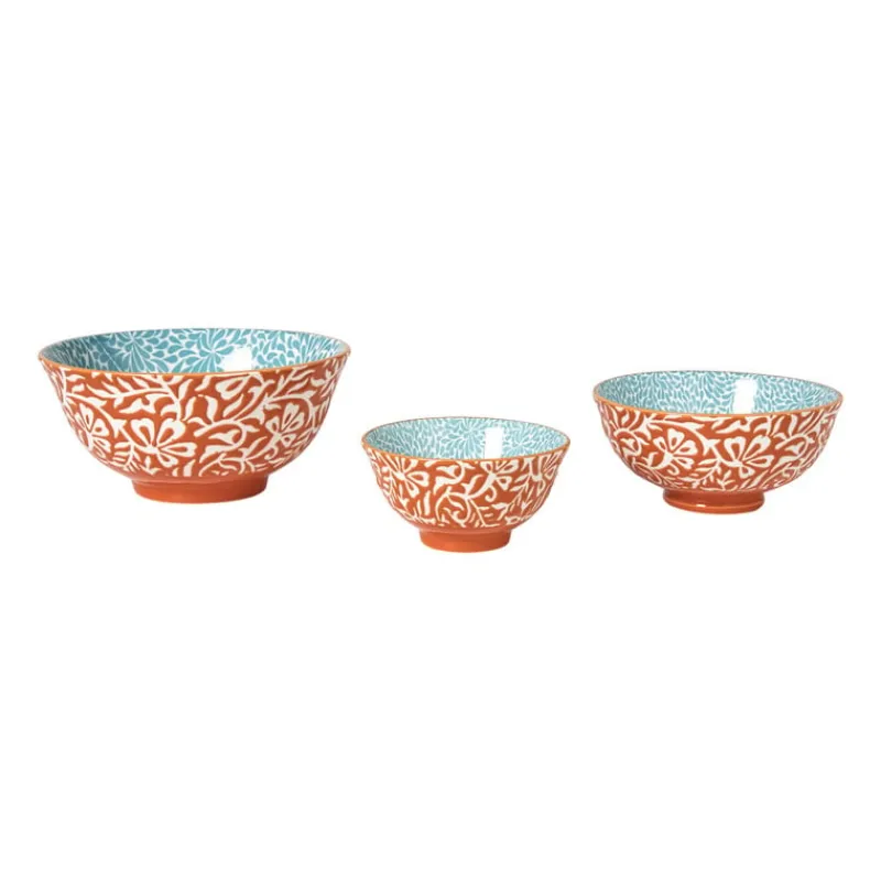 Xenos Tapasservies|Schalen-Schaaltje Moana groot - blauw/oranje - ø15.8x7.3 cm