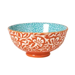 Xenos Tapasservies|Schalen-Schaaltje Moana middel - blauw/oranje - ø12.3x5.8 cm