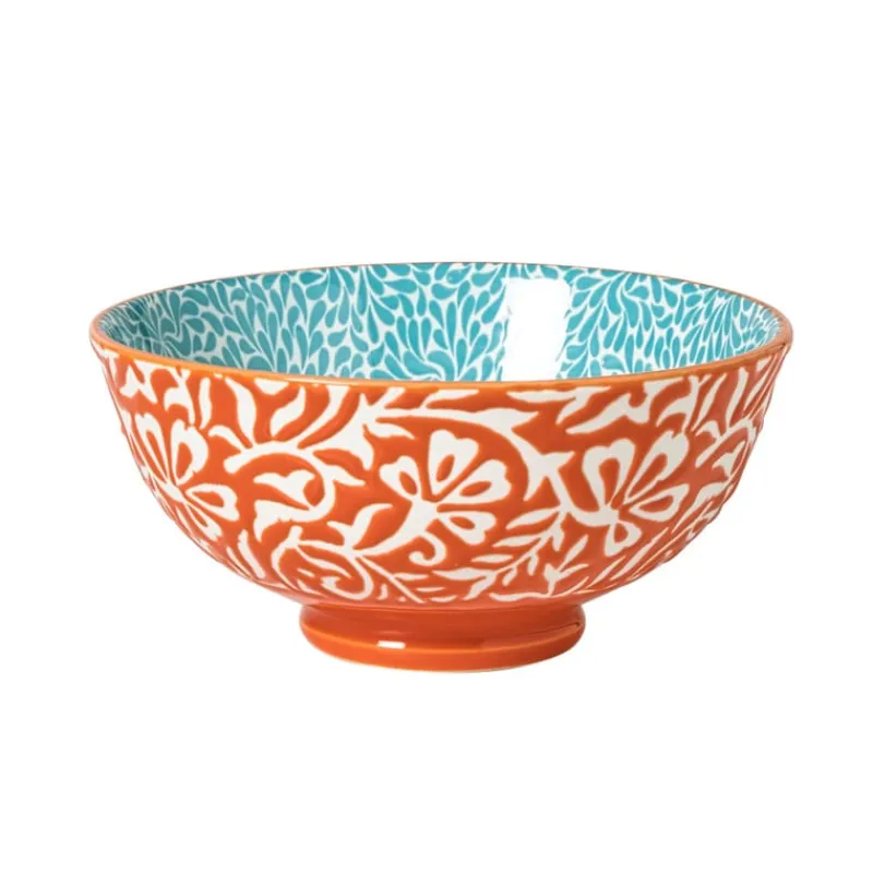 Xenos Tapasservies|Schalen-Schaaltje Moana middel - blauw/oranje - ø12.3x5.8 cm