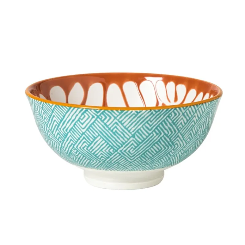 Xenos Tapasservies|Schalen-Schaaltje Nane middel - oranje/blauw - ø12.3x5.8 cm