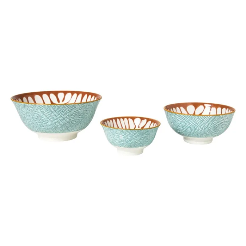 Xenos Tapasservies|Schalen-Schaaltje Nane middel - oranje/blauw - ø12.3x5.8 cm