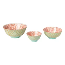 Xenos Tapasservies|Schalen-Schaaltje Nora - groen/roze - ø15.8x7.3 cm