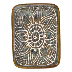Xenos Tapasservies|Schalen-Schaaltje Nori rechthoekig - blauw/bruin - 2x10x7.5 cm