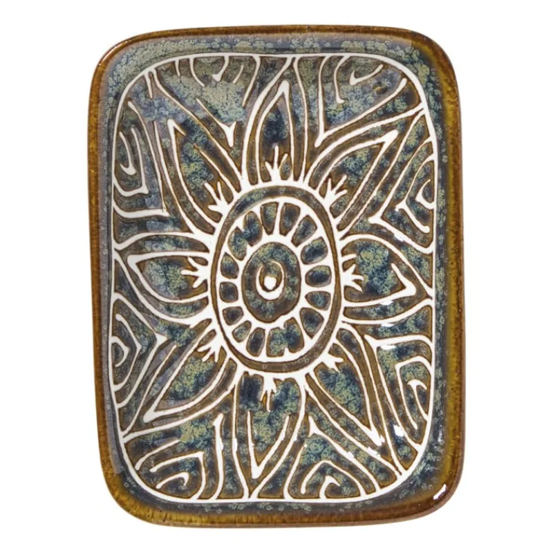 Xenos Tapasservies|Schalen-Schaaltje Nori rechthoekig - blauw/bruin - 2x10x7.5 cm