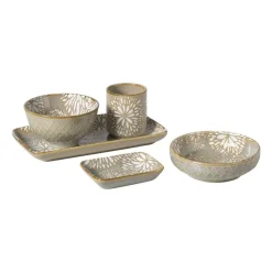 Xenos Sushi Servies|Tapasservies-Schaaltje Nori rechthoekig - blauw/geel - 2x10x7.5 cm