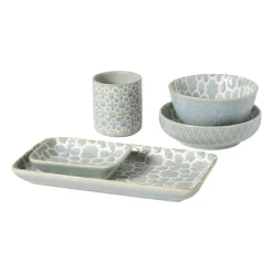 Xenos Sushi Servies|Tapasservies-Schaaltje Nori rechthoekig - lichtblauw/wit - 2x20.5x11 cm