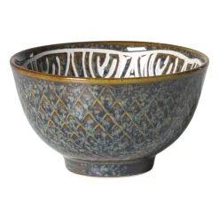 Xenos Sushi Servies|Tapasservies-Schaaltje Nori rond - blauw/bruin - ø10.5x5.8 cm