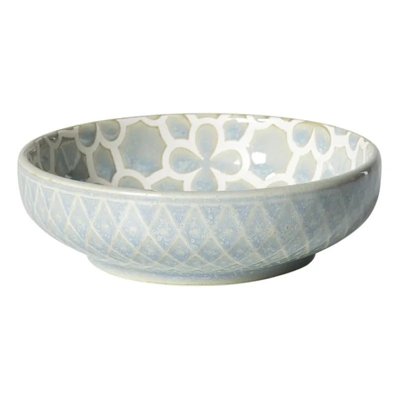 Xenos Sushi Servies|Tapasservies-Schaaltje Nori rond - lichtblauw/wit - ø12x3.5 cm