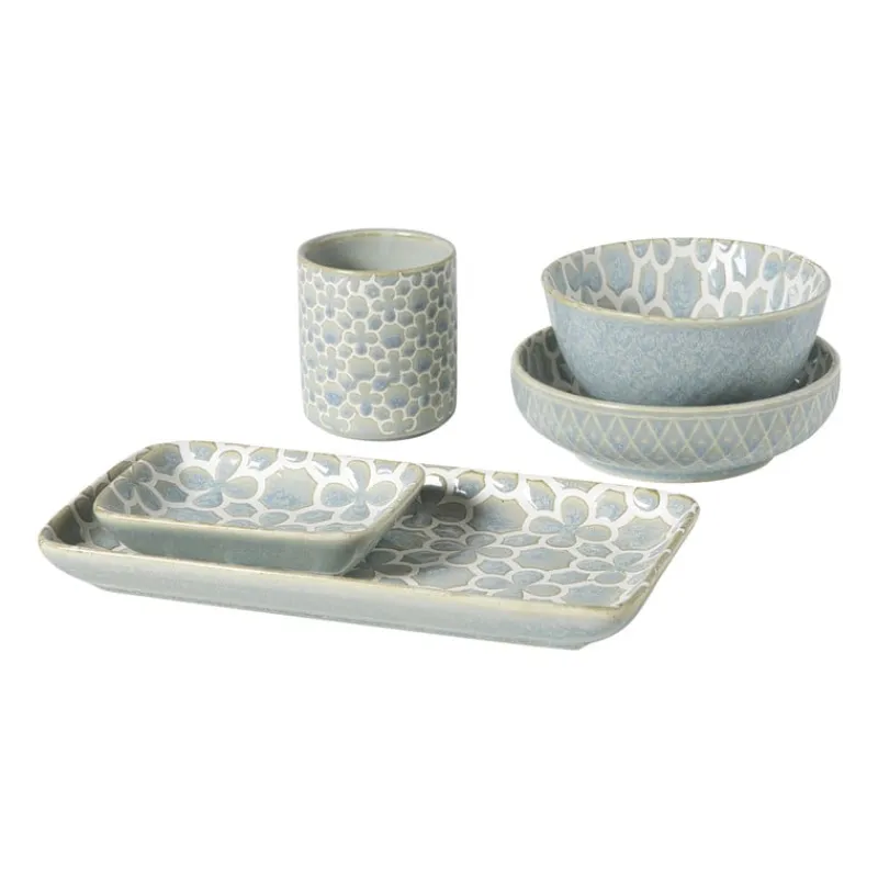 Xenos Sushi Servies|Tapasservies-Schaaltje Nori rond - lichtblauw/wit - ø12x3.5 cm