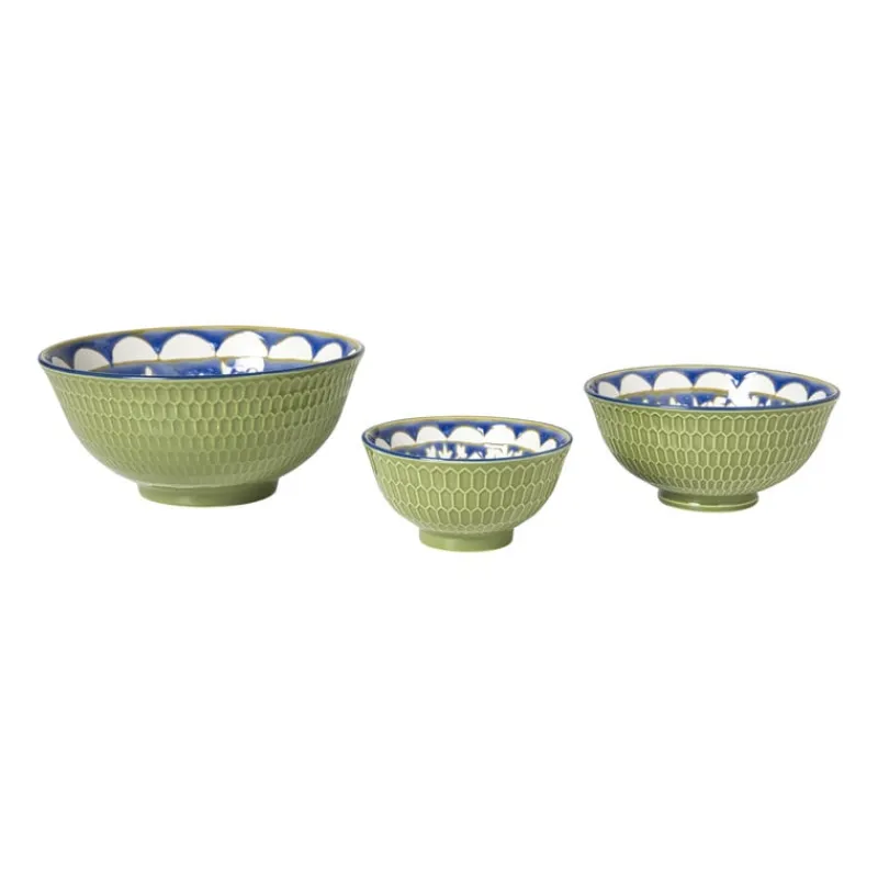 Xenos Tapasservies|Schalen-Schaaltje Rene middel - groen/blauw - ø12.3x5.8 cm