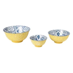 Xenos Tapasservies|Schalen-Schaaltje Sen - blauw/geel - ø12.3x5.8 cm