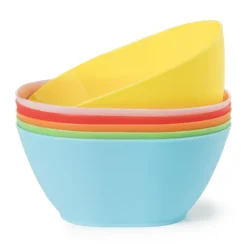 Xenos Buitenservies|Kinderservies-Schaaltjes - multikleur - kunststof - ø12 cm - set van 6