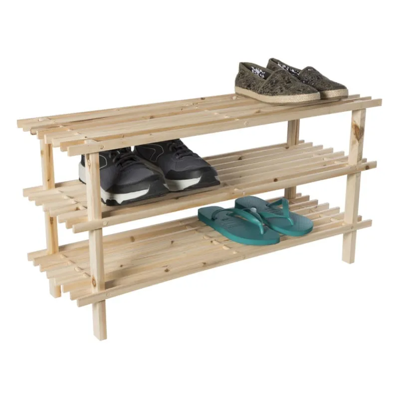 Xenos Schoenenrek-Schoenenrek 3-laags - hout - 40x77x26 cm