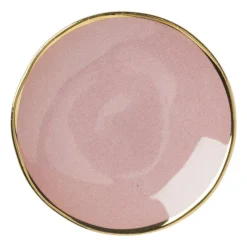 Xenos Thee Accessoires-Schoteltje met gouden rand - roze - ø9 cm
