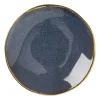 Xenos Thee Accessoires-Schoteltje met gouden rand - donkerblauw- ø9 cm
