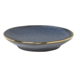 Xenos Thee Accessoires-Schoteltje met gouden rand - donkerblauw- ø9 cm